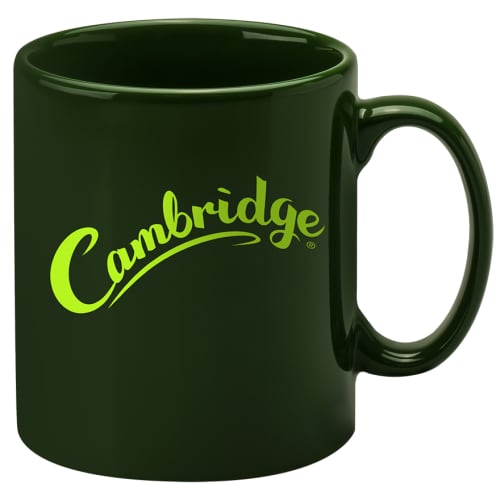 Printed Cambridge Colour Mugs in Racing Green with company logo by Total Merchandise