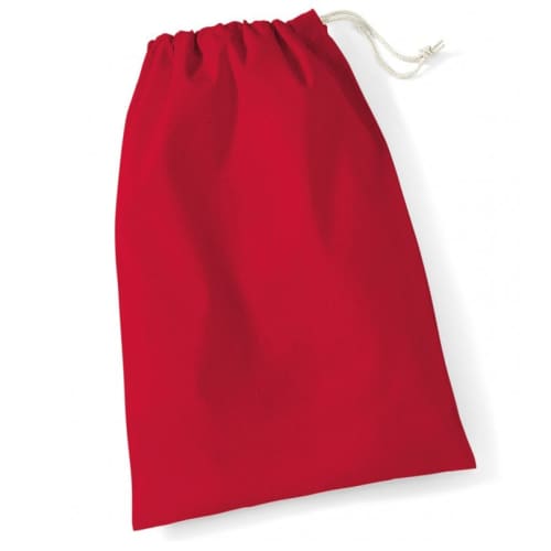 UK Printed Medium Cotton Stuff Drawstring Bags in Classic Red from Total Merchandise