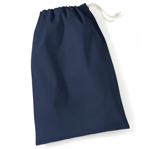 UK Printed Medium Cotton Stuff Drawstring Bags in Navy from Total Merchandise