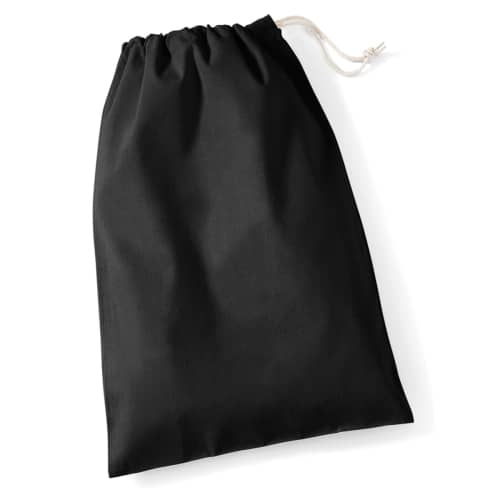 UK Branded Medium Cotton Stuff Drawstring Bags in Black from Total Merchandise