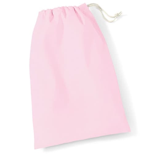 Custom Printed Medium Cotton Stuff Drawstring Bags in Classic Pink from Total Merchandise