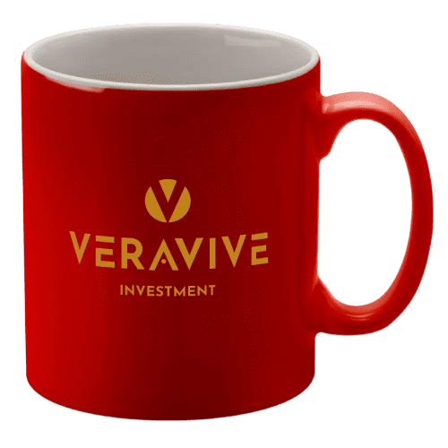 Promotional Red Cambridge Duo Mugs in Red/White with logo design by Total Merchandise