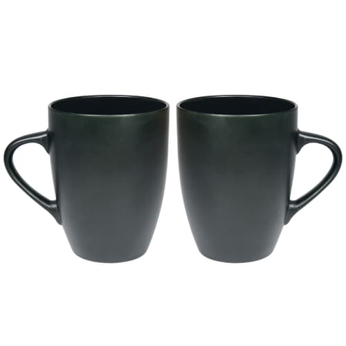 Right-Handed and Left-Handed View of Branded Marrow Mugs in Matt Black from Total Merchandise