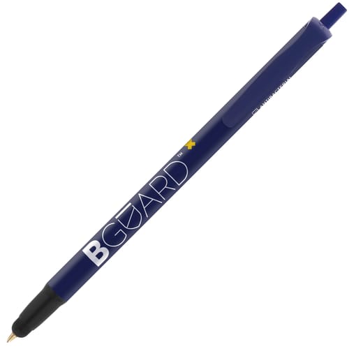 Custom printed BiC Clic Stic Stylus Antibacterial Ballpens in navy blue by Total Merchandise