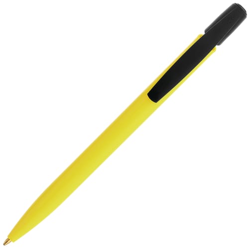 Full colour printed BiC Media Clic Biodegradable Ballpens in Yellow/Black by Total Merchandise