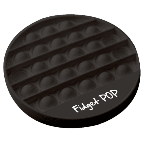 Branded Pop Fidget Toys in a black colour printed with a company logo by Total Merchandise