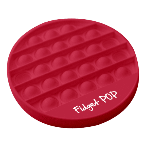 Promotional Pop Fidget Toys in red printed with a unique company logo by Total Merchandise