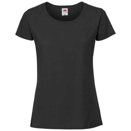 Custom printed Fruit of the Loom Ladies Premium Ringspun T-Shirts in Black from Total Merchandise