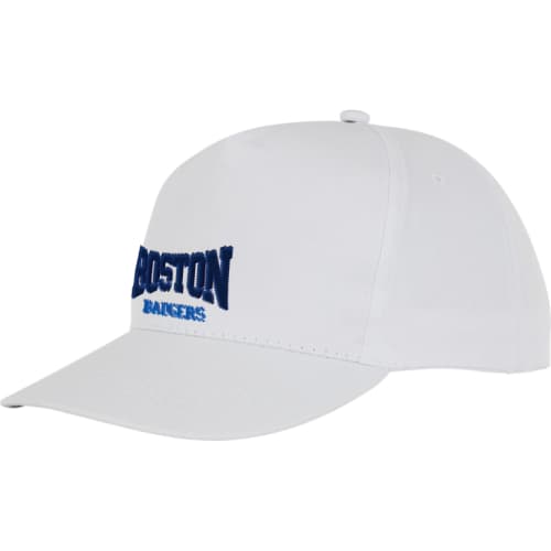 Logo printed Structured 5 Panel Cotton Cap in White from Total Merchandise