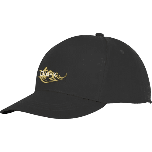 Logo printed Structured 5 Panel Cotton Cap in Black from Total Merchandise