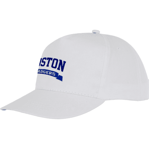 Logo printed Structured 5 Panel Cotton Cap in White from Total Merchandise