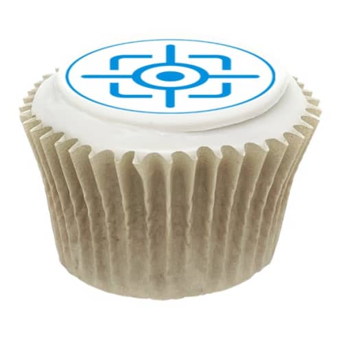 UK Express Logo Printed Cupcakes with Ivory Cupcake Cases Branded with a Logo by Total Merchandise