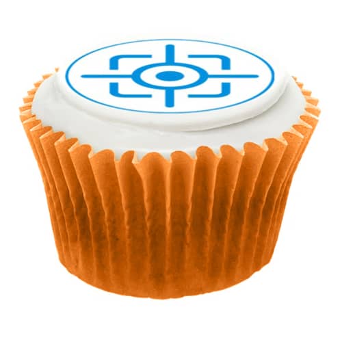 UK Express Logo Printed Cupcakes with Orange Cupcake Cases Branded with a Logo by Total Merchandise