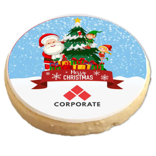 Promotional Large Logo Shortbread Biscuits with Santa Design and a Logo by Total Merchandise