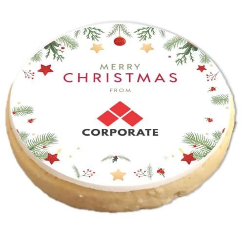 UK Printed Large Logo Shortbread Biscuits with Xmas Design and a Logo by Total Merchandise