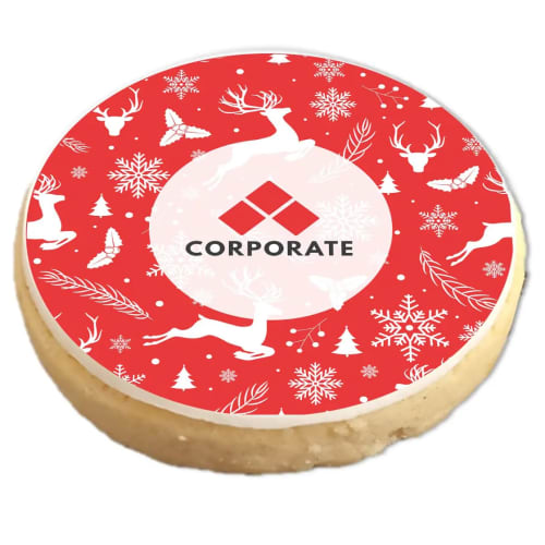 Custom Printed Large Logo Shortbread Biscuits with Christmas Design and a Logo by Total Merchandise