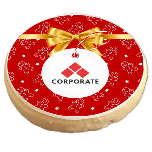 Printed Large Logo Shortbread Biscuits with Christmas Gift Design and a Logo by Total Merchandise