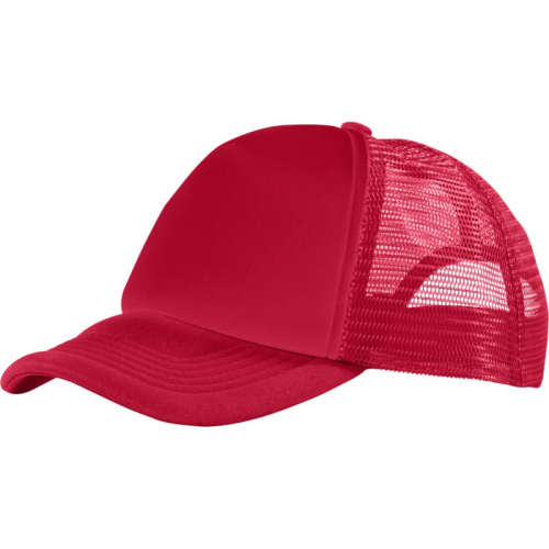 Logo branded Trucker Cap in red available from Total Merchandise