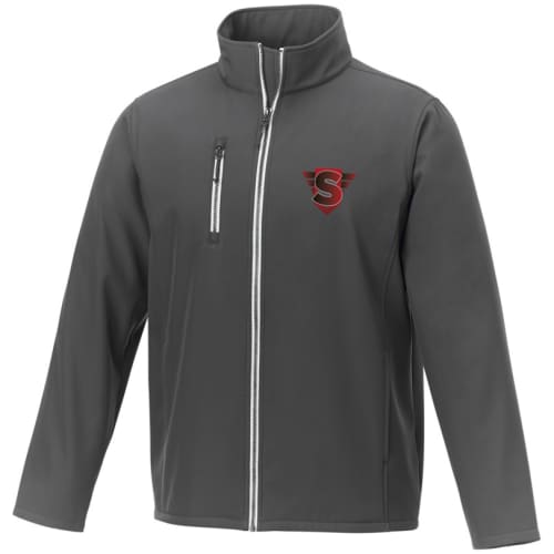 Promotional printed Orion Men's Softshell Jacket in storm grey from Total Merchandise