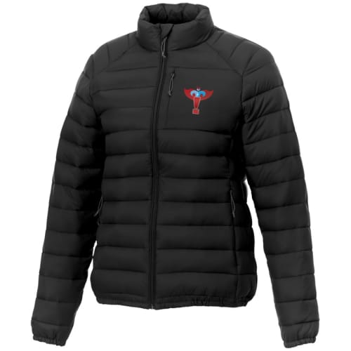 Promotional branded Women's Puffer Jacket in storm black from Total Merchandise