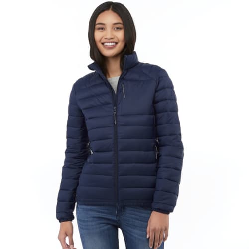 Promotional logo printed Women's Puffer Jacket in navy from Total Merchandise