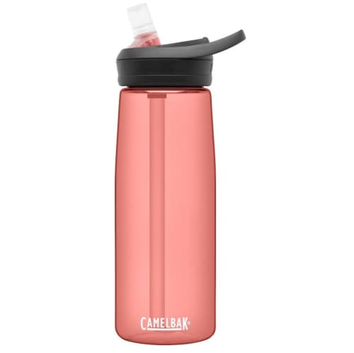 Branded 750ml CamelBak Eddy Sports Bottles in Rose with printed logo by Total Merchandise