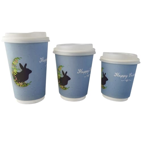 8oz, 12oz and 16oz Sizes of Eco-friendly Compostable Paper Cups Printed by Total Merchandise