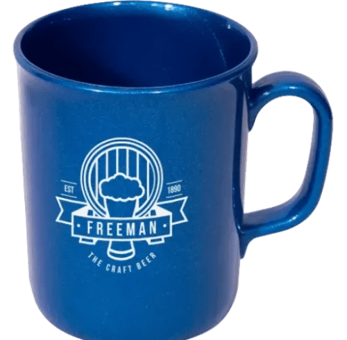Promotional Eco Spectra Reclaimed Plastic Mugs in Blue with branded logo by Total Merchandise