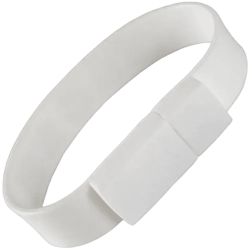 USB Silicone Wristband Flashdrives in White