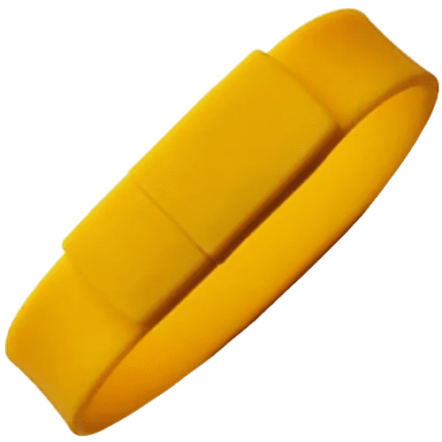 USB Silicone Wristband Flashdrives in Yellow