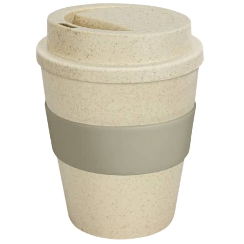 Branded Eco Reusable Coffee Cups with Grey Coloured Grip from Total Merchandise