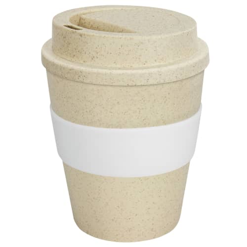 Express UK Printed Eco Reusable Coffee Cups with White Grip from Total Merchandise