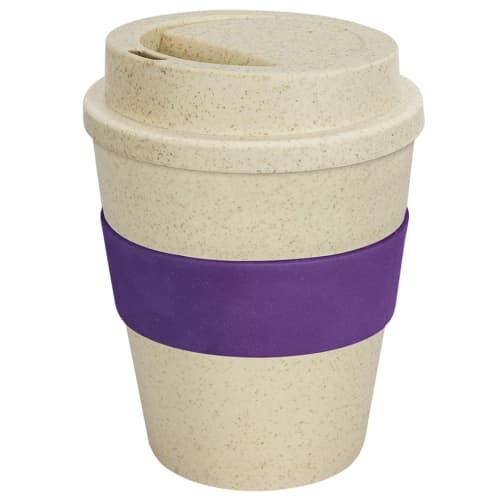 Personalised Eco-friendly Reusable Coffee Cups with Purple Grip from Total Merchandise