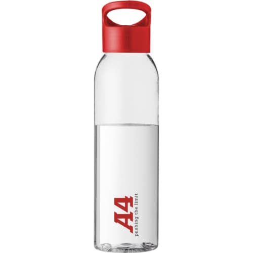 Logo printed 650ml Sky Colour Pop Drink Bottles with a red lid from Total Merchandise