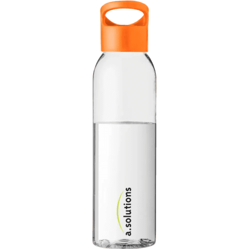 Branded 650ml Sky Colour Pop Drink Bottle with an orange lid from Total Merchandise