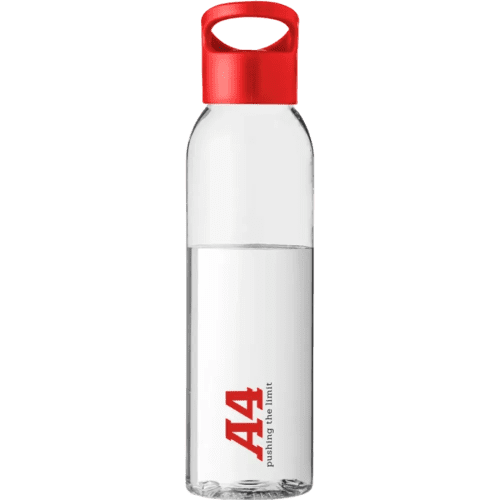 Logo printed 650ml Sky Colour Pop Drink Bottles with a red lid from Total Merchandise