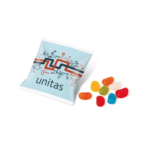 Custom branded 15g Bags of Jolly Beans with a full-colour design from Total Merchandise