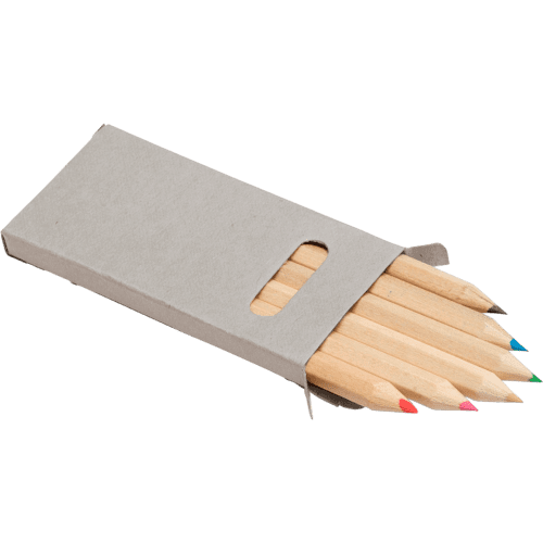 Custom printed Six Colouring Pencil Set in Grey cardboard box from Total Merchandise