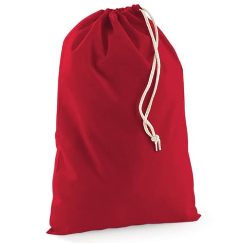 Promotional Extra Large Cotton Stuff Drawstring Bag in Classic Red from Total Merchandise