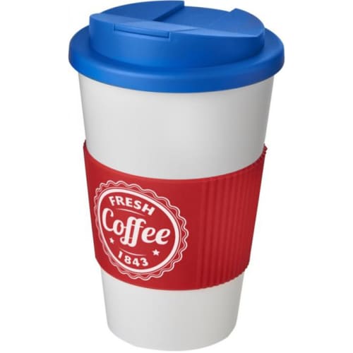 Customised Spill-Proof Americano Reusable Coffee Cup with Grip in Mix & Match Colours with a Logo