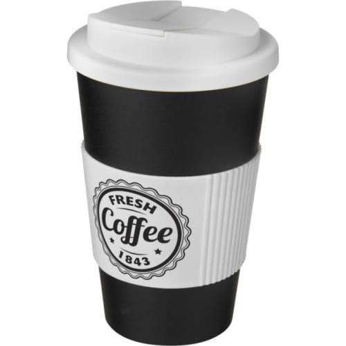 Spill-Proof Americano Mugs with Grip in Black/White