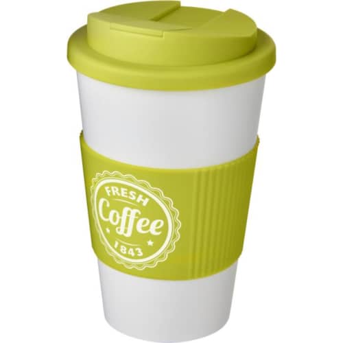 Spill-Proof Americano Mugs with Grip in White/Lime