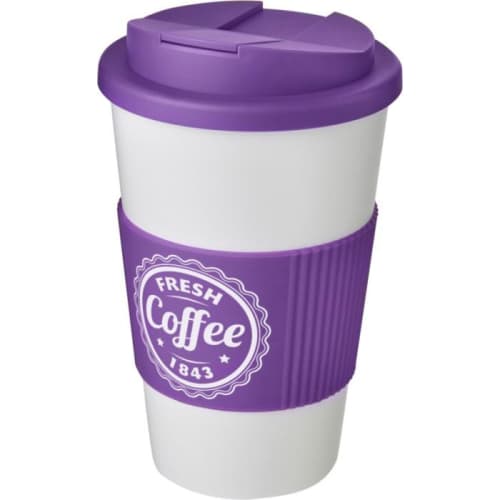 Spill-Proof Americano Mugs with Grip in White/Purple