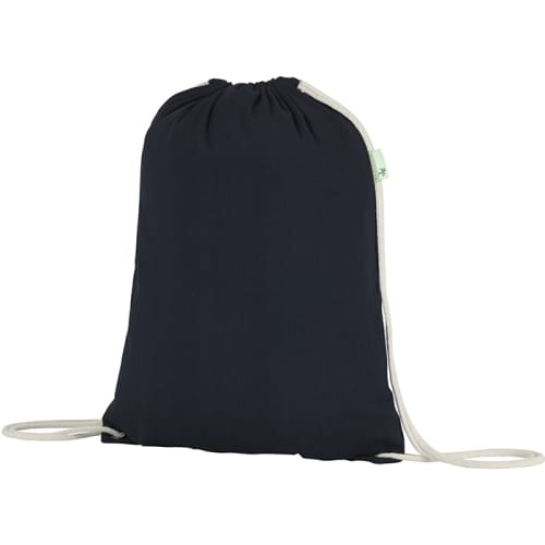 Promotional Seabrook Eco Recycled Drawstring Bags in Navy Blue by Total Merchandise