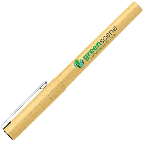 Promotional Fox Eco-friendly Plastic Pens in Yellow Printed with a Logo by Total Merchandise