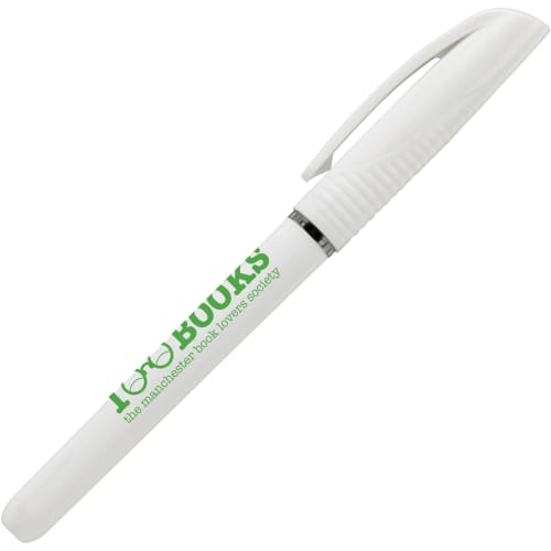 Corporate Branded Officeline Rollerball Pens in White Printed with a Logo by Total Merchandise