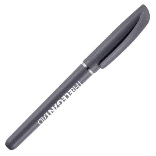 Promotional Officeline Gel Rollerball Pens in Grey Printed with a Logo by Total Merchandise