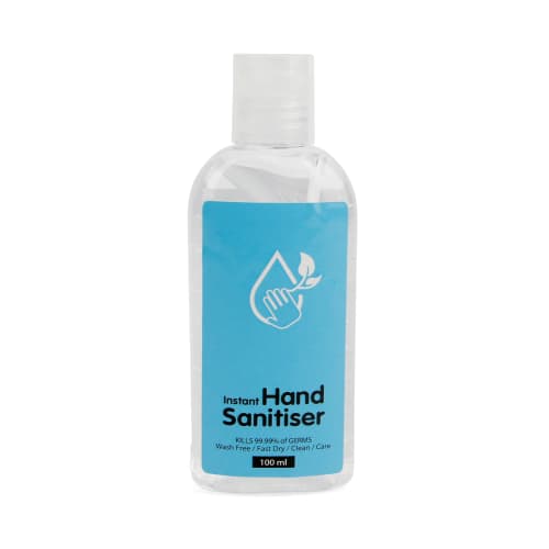 UK Printed 100ml Hand Sanitiser in a Translucent Bottle Branded by Total Merchandise