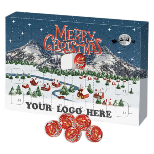 UK Made Eco-friendly Lindor Advent Calendars Printed with a Logo by Total Merchandise