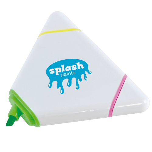 Custom Printed 3-in-1 Triangle Highlighter Pens with Yellow, Green & Pink Ink from Total Merchandise